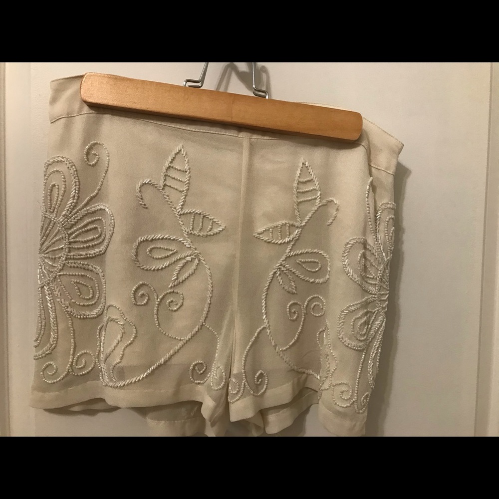 Winter white, beaded shorts